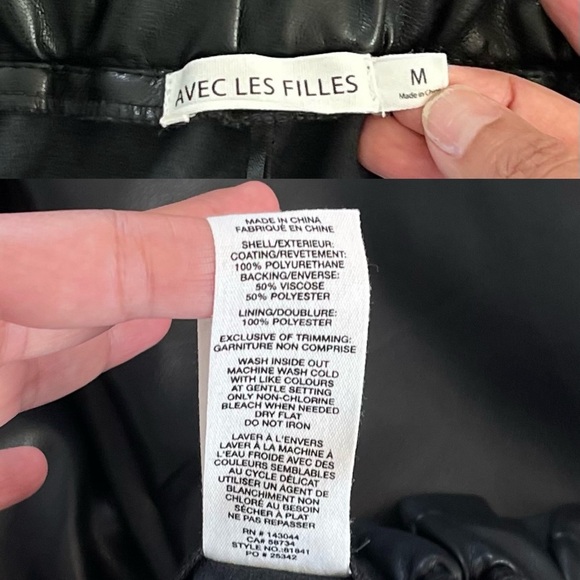 Avec Les Filles Faux Leather Paperbag Pants Belted Black Cropped M EUC - Picture 5 of 7